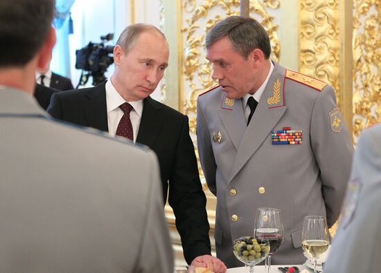 Vladimir Putin at reception to honor military graduates