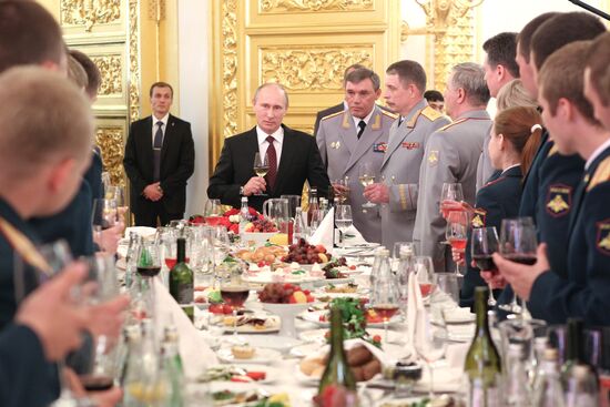 Vladimir Putin at reception to honor military graduates