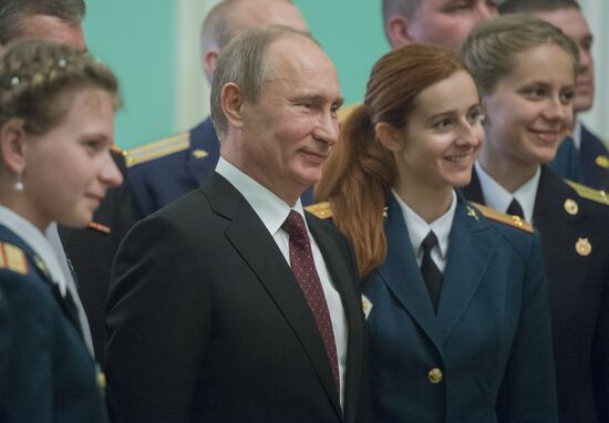 Vladimir Putin at reception to honor military graduates