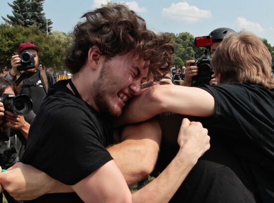 Rally of LGBT community on Champ de Mars in St. Petersburg