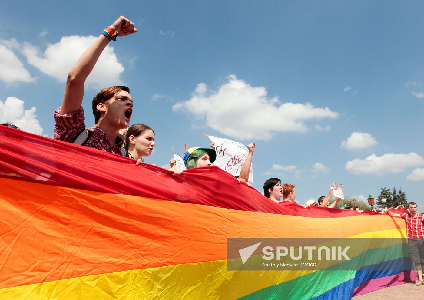 Rally of LGBT community on Champ de Mars in St. Petersburg