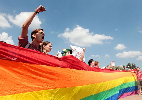 Rally of LGBT community on Champ de Mars in St. Petersburg