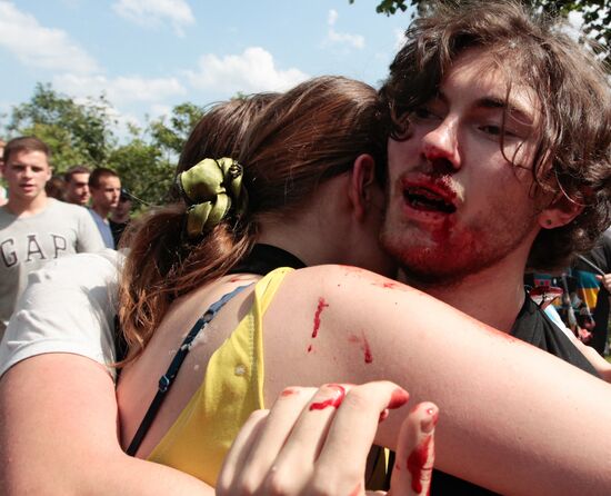 Rally of LGBT community on Champ de Mars in St. Petersburg