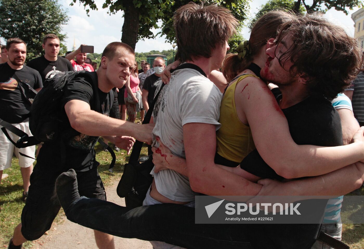 Rally of LGBT community on Champ de Mars in St. Petersburg
