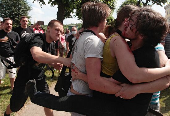 Rally of LGBT community on Champ de Mars in St. Petersburg