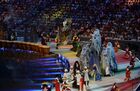 Performers at the opening ceremony of the 27th World Summer Universiade in Kazan, held at the Kazan Arena in Kazan. Location: Russia, Republic of Tatarstan, Kazan. Author: Alexey Filippov/Sputnik. Opening ceremony of 27th World Summer Universiade in Kazan