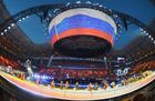 Hoisting the Russian flag at the opening of the 27th World Summer Universiade at the Kazan Arena in Kazan. Location: Russia, Republic of Tatarstan, Kazan. Author: Vladimir Astapkovich/Sputnik. Opening ceremony of 27th World Summer Universiade in Kazan