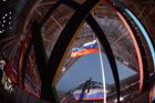 Hoisting the Russian flag at the opening of the 27th World Summer Universiade at the Kazan Arena in Kazan. Location: Russia, Republic of Tatarstan, Kazan. Author: Grigory Sysoev/Sputnik. Opening ceremony of 27th World Summer Universiade in Kazan
