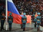 The Russian flag is raised at the opening ceremony of the 27th World University Summer Games at the Kazan Arena stadium, Kazan. Location: Russia, Republic of Tatarstan, Kazan. Author: Grigory Sysoev/Sputnik. Opening ceremony of 27th World Summer Universiade in Kazan