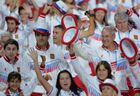 The Russian national team at the opening ceremony of the 27th World University Summer Games at the Kazan Arena stadium, Kazan. Location: Russia, Republic of Tatarstan, Kazan. Author: Ilya Pitalev/Sputnik. Opening ceremony of 27th World Summer Universiade in Kazan
