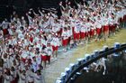 The Russian national team parading at the opening ceremony of the 27th World University Summer Games at the Kazan Arena stadium, Kazan. Location: Russia, Republic of Tatarstan, Kazan. Author: Ramil Sitdikov/Sputnik. Opening ceremony of 27th World Summer Universiade in Kazan