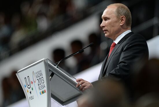 Vladimir Putin at opening ceremony of 2013 Universiade in Kazan