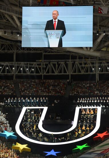 Vladimir Putin at opening ceremony of 2013 Universiade in Kazan