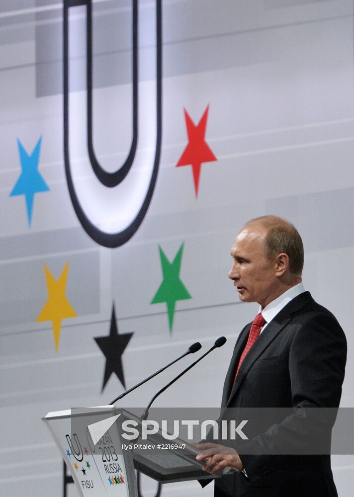 Vladimir Putin at opening ceremony of 2013 Universiade in Kazan