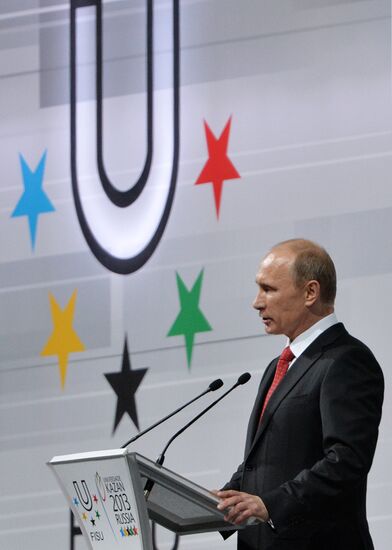 Vladimir Putin at opening ceremony of 2013 Universiade in Kazan