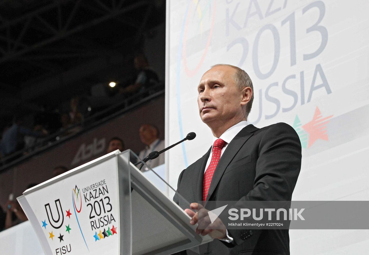 Vladimir Putin at opening ceremony of 2013 Universiade in Kazan