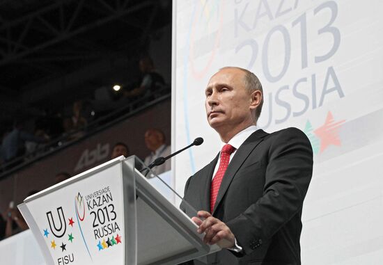 Vladimir Putin at opening ceremony of 2013 Universiade in Kazan