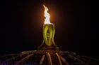 The Universiade Flame at the opening ceremony of the 27th World Summer Universiade at the Kazan Arena stadium, Kazan. Location: Russia, Republic of Tatarstan, Kazan. Author: Anton Denisov/Sputnik. Opening ceremony of 27th World Summer Universiade in Kazan