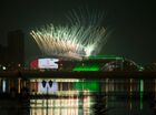 A fireworks display at the opening ceremony of the 27th World Summer Universiade at the Kazan Arena stadium, Kazan. Right: Ak Bars Wrestling Palace. Location: Russia, Republic of Tatarstan, Kazan. Author: Vitaliy Belousov/Sputnik. Opening ceremony of 27th World Summer Universiade in Kazan