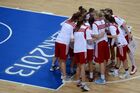 Members of the Russian national team before the finals in women’s basketball between Russia and the USA at the 27th World University Summer Games in Kazan. Location: Russia, Republic of Tatarstan, Kazan. Author: Alexey Filippov/Sputnik. 2013 Universiade. Day Ten. Basketball Women. Finals