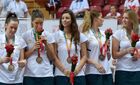 Australian basketball players, winners of the bronze medal in women’s basketball at the 27th World University Summer Games in Kazan, during the medal ceremony. Location: Russia, Republic of Tatarstan, Kazan. Author: Grigoriy Sokolov/Sputnik. 2013 Universiade. Day Ten. Basketball Women. Finals