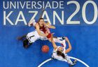 Member of the USA national team Aaryn Ellenberg-Wiley and member of the Russian national team Natalia Vieru, right, during the finals in women’s basketball at the 27th World University Summer Games in Kazan. Location: Russia, Republic of Tatarstan, Kazan. Author: Alexey Filippov/Sputnik. 2013 Universiade. Day Ten. Basketball Women. Finals