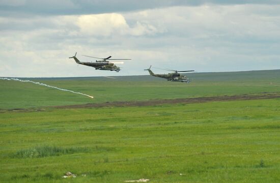 Vladimir Putin watches military exercise
