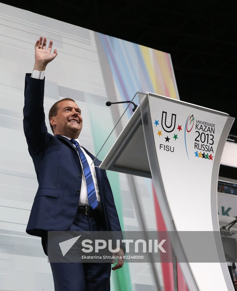 Dmitry Medvedev attends 2013 Universiade in Kazan