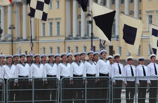 Final rehearsal for Navy Day parade in St. Petersburg