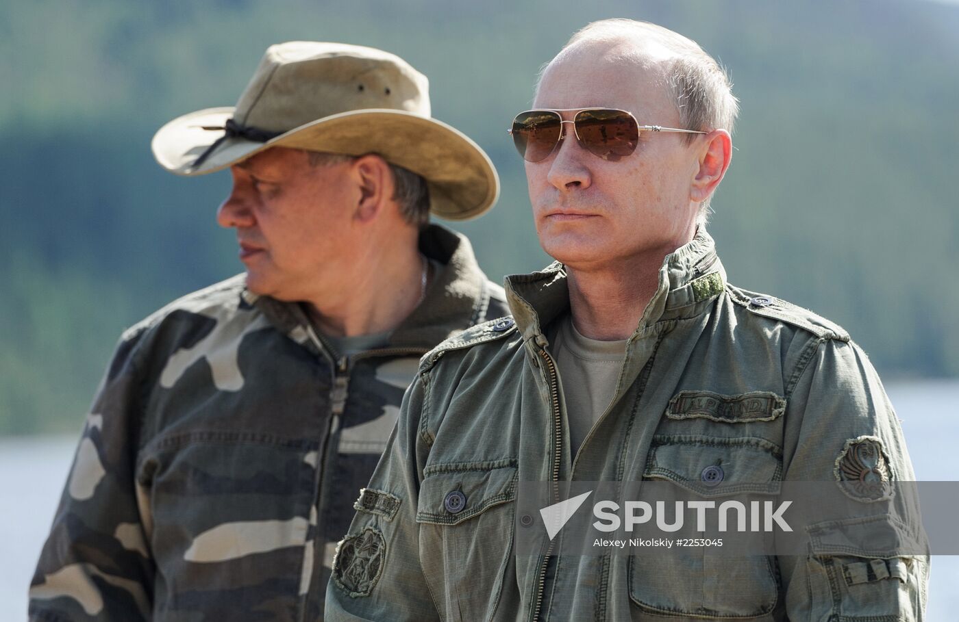 Vladimir Putin and Dmitry Medvedev on holiday