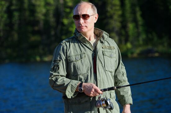 Vladimir Putin and Dmitry Medvedev on holiday