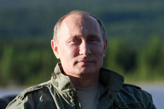 Vladimir Putin and Dmitry Medvedev on holiday