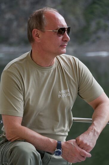 Vladimir Putin and Dmitry Medvedev on holiday