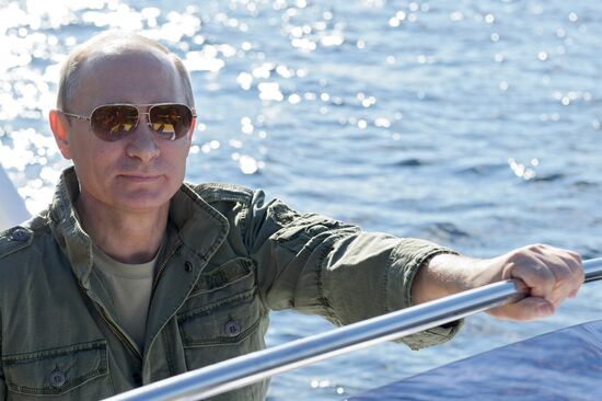 Vladimir Putin and Dmitry Medvedev on holiday