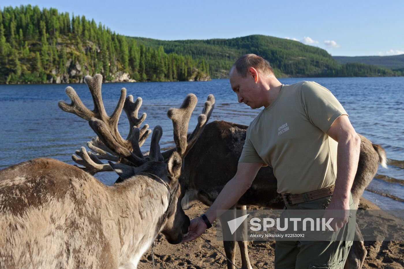 Vladimir Putin and Dmitry Medvedev on holiday