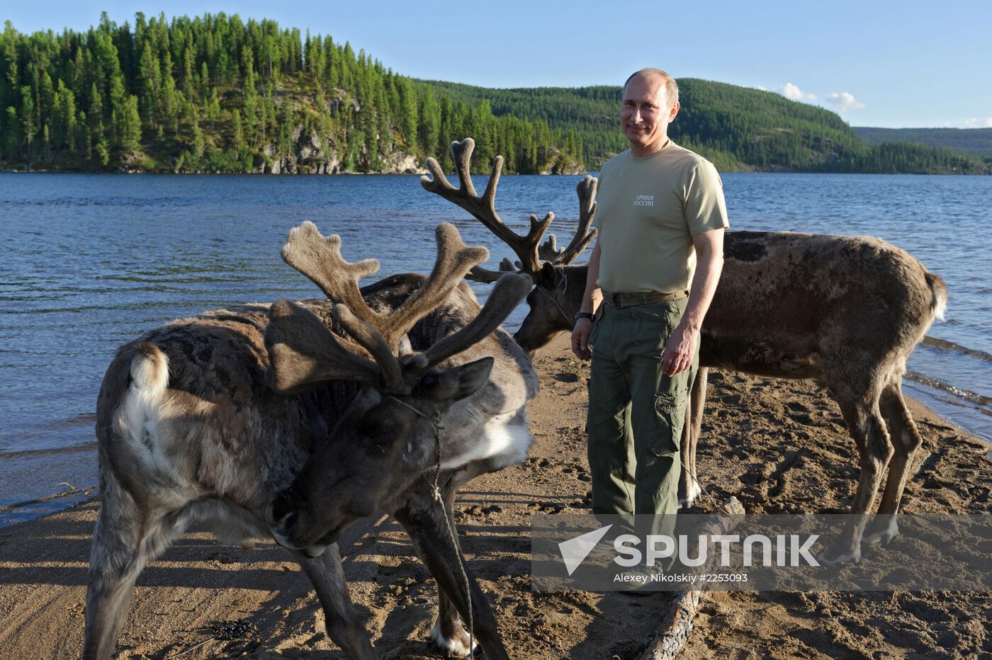 Vladimir Putin and Dmitry Medvedev on holiday