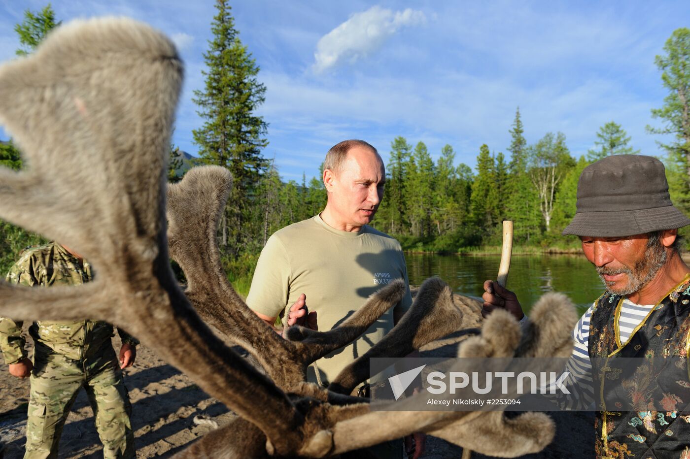 Vladimir Putin and Dmitry Medvedev on holiday