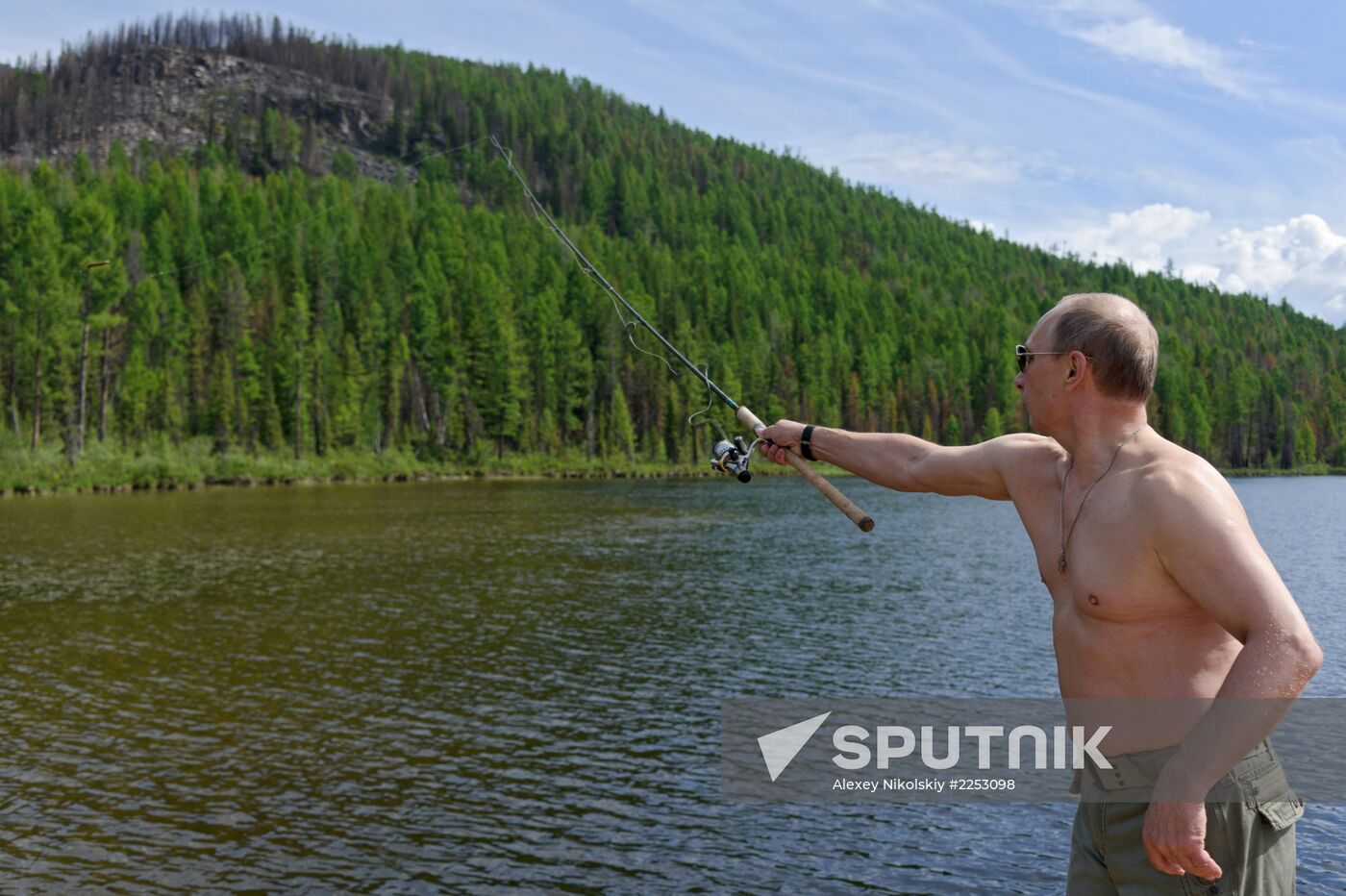 Vladimir Putin and Dmitry Medvedev on holiday