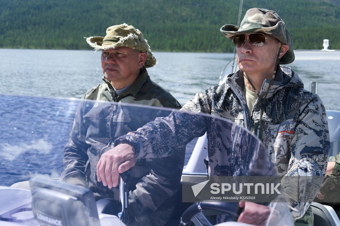 Vladimir Putin and Dmitry Medvedev on holiday