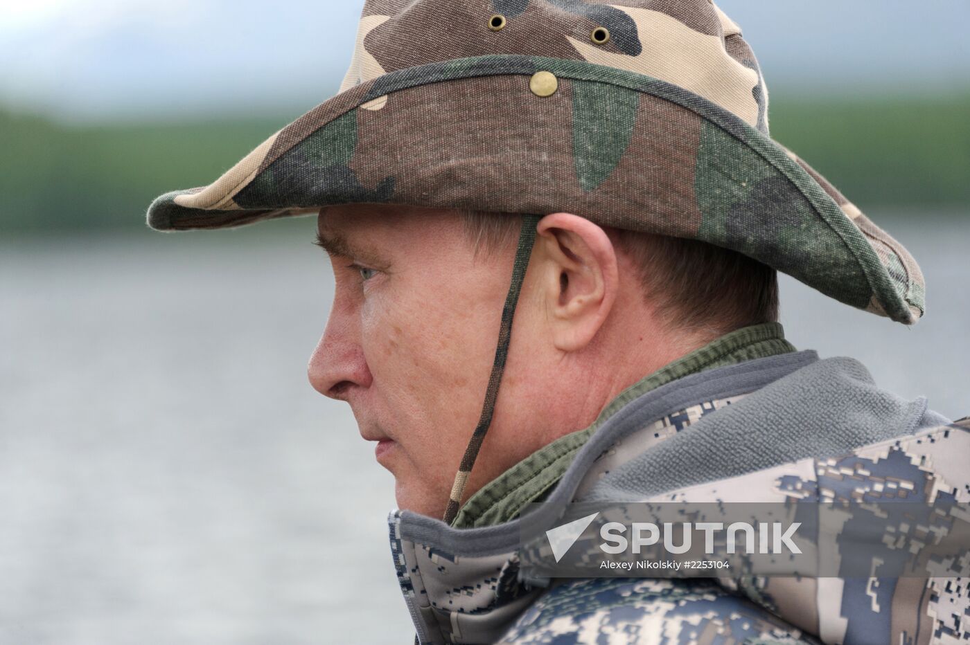 Vladimir Putin and Dmitry Medvedev on holiday