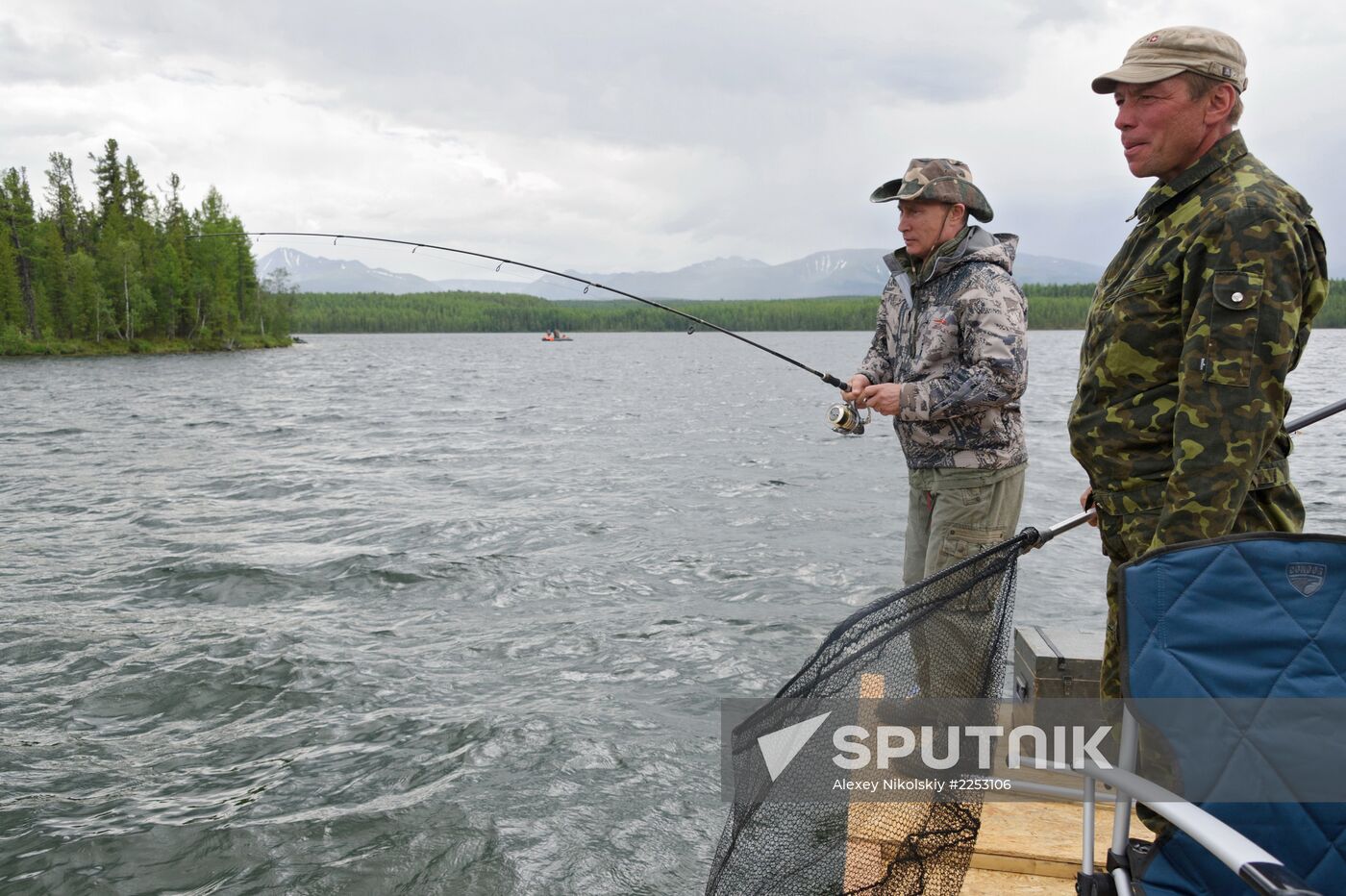 Vladimir Putin and Dmitry Medvedev on holiday