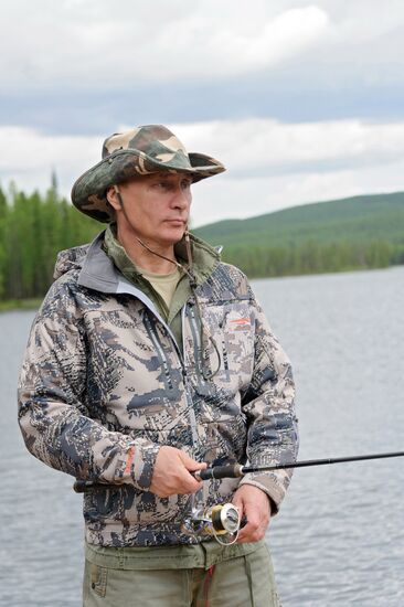Vladimir Putin and Dmitry Medvedev on holiday
