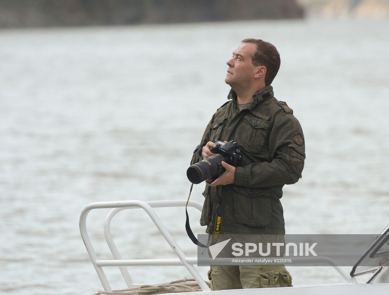 Vladimir Putin and Dmitry Medvedev on holiday