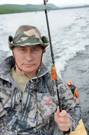 Vladimir Putin and Dmitry Medvedev on holiday