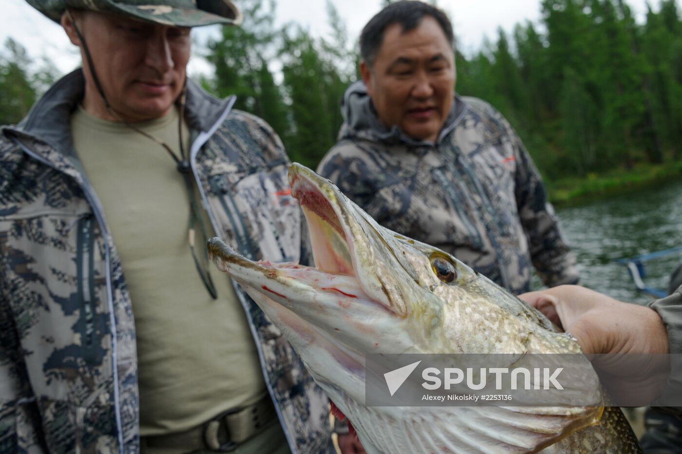 Vladimir Putin and Dmitry Medvedev on holiday