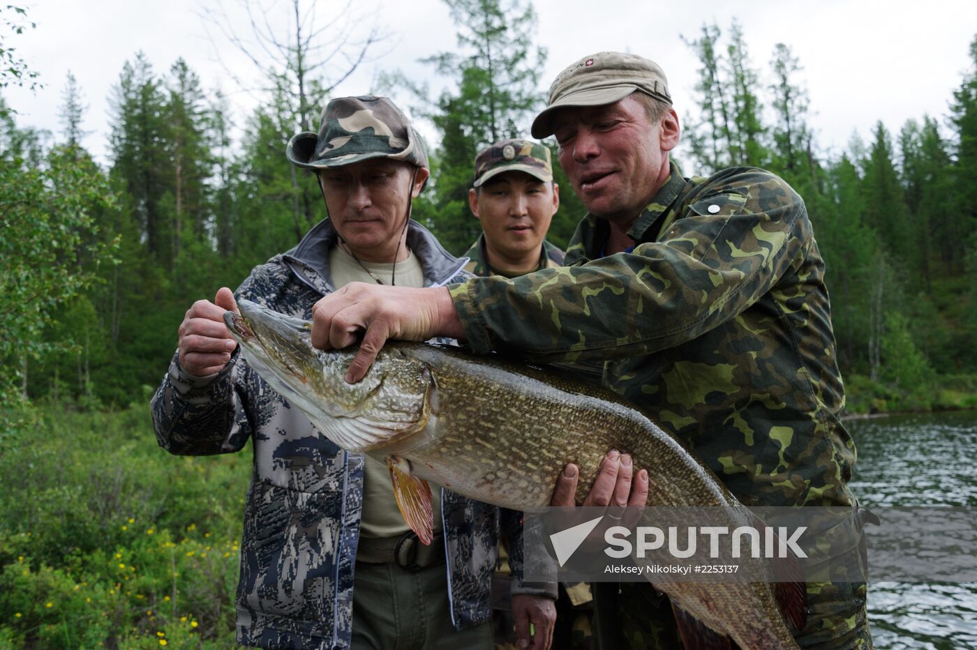 Vladimir Putin and Dmitry Medvedev on holiday