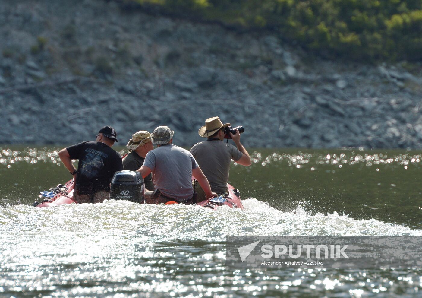 Vladimir Putin and Dmitry Medvedev on holiday