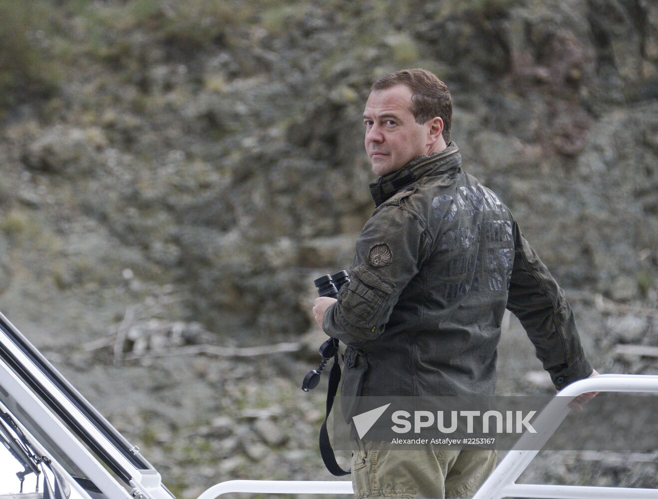 Vladimir Putin and Dmitry Medvedev on holiday