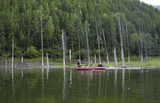 Vladimir Putin and Dmitry Medvedev on holiday