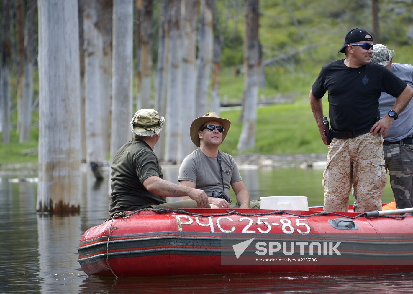 Vladimir Putin and Dmitry Medvedev on holiday